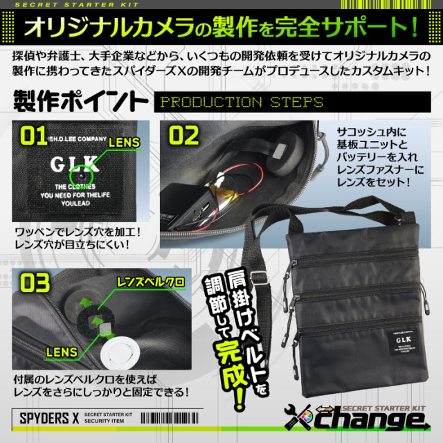 スパイダーズX change 小型カメラ サコッシュ ブラック