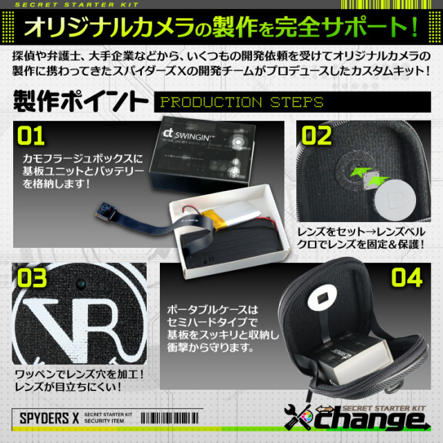 スパイダーズX スパイカメラ 3.2K カモフラージュカメラ 小型