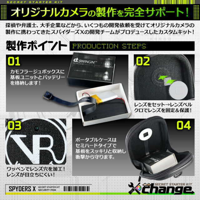 スパイダーズX スパイカメラ 4K カモフラージュカメラ 小型