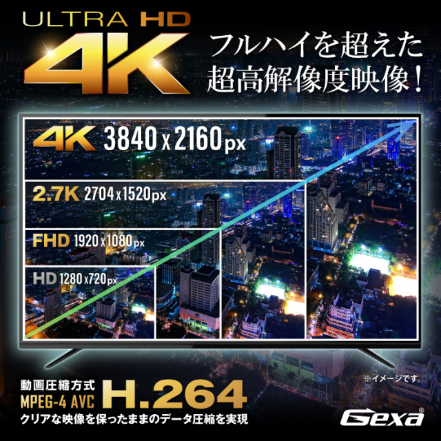 Gexa(ジイエクサ) 4K 充電器型カメラ 小型カメラ モバイルバッテリー 