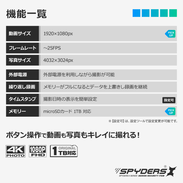 カメラ　資料　まとめて スパイダーズX スパイカメラ 1080P USBメモリ型カメラ 小型