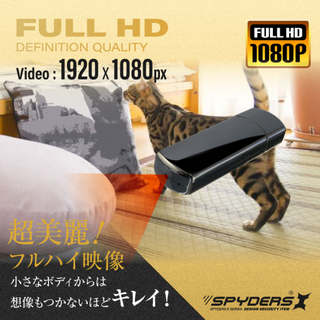 スパイダーズX スパイカメラ 1080P USBメモリ型カメラ 小型