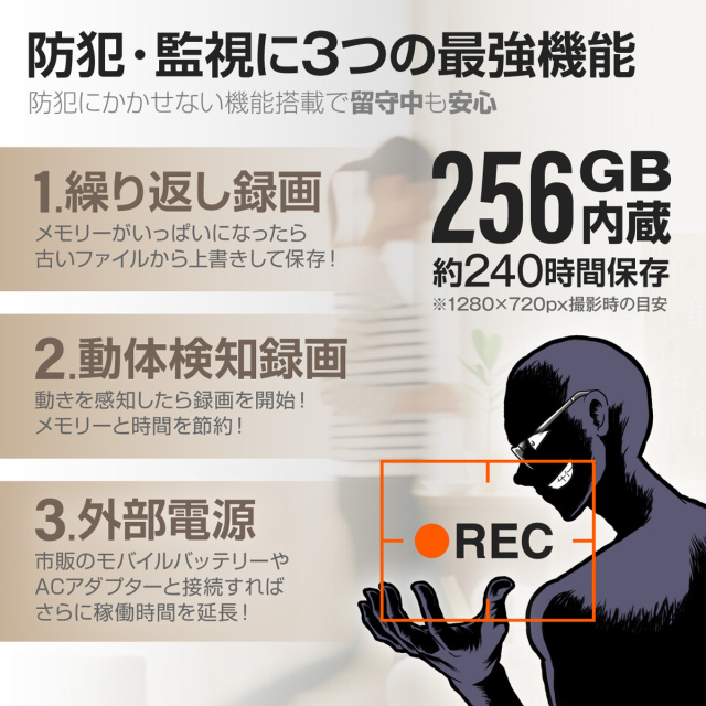 GX-302 防犯カメラ Gexa(ジイエクサ) スパイカメラ 2.7K ワイヤレス充電器型カメラ