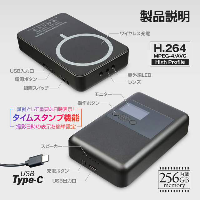 Gexa(ジイエクサ) スパイカメラ 2.7K ワイヤレス充電器型カメラ