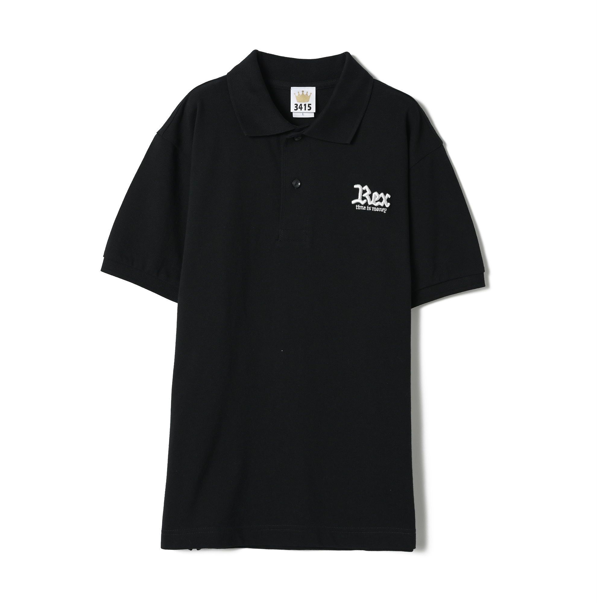REX3D刺繍 ポロシャツ （ブラック）/ サイズM-XL