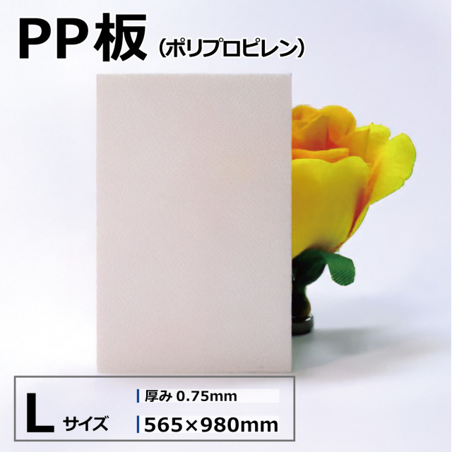PP板 PPシート ポリプロピレンシート ホワイト 白 Lサイズ 565×980mm 厚さ0.75mm オーダーカット無料 アクリルショップオービター