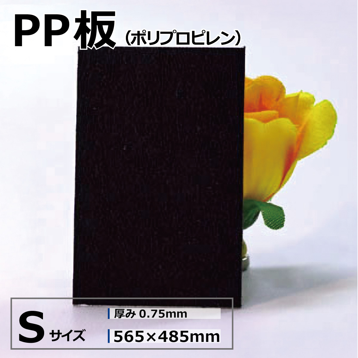 PP板 PPシート ポリプロピレンシート ブラック 黒  Sサイズ 565×485mm 厚さ0.75mm オーダーカット無料 アクリルショップオービター