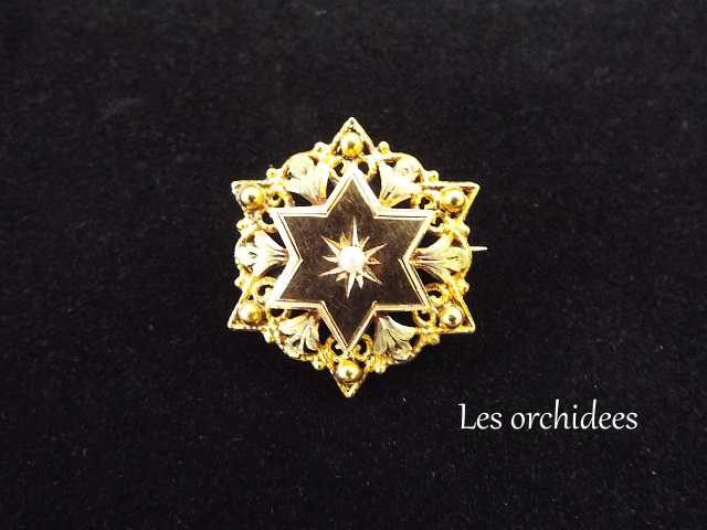 フランスアンティーク　18金　星のブローチ