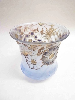 エミール 物凄 ガレ 睡蓮とオモダカ 水草文 花器 花瓶 飾り壷 アンティーク