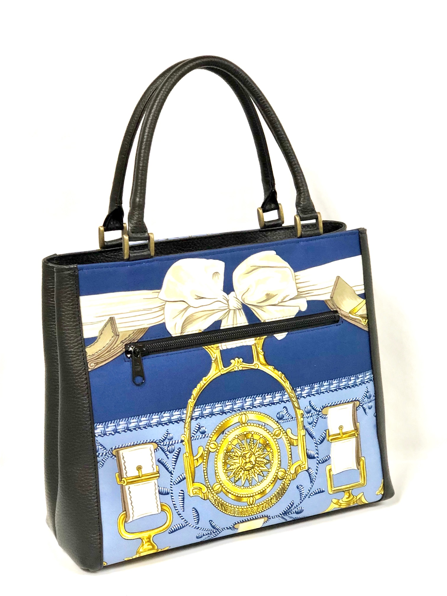 631B 天ファスナー・マグネット付き2層開きバッグ　革付属使用