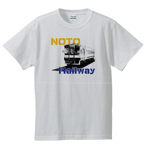 ご当地グッズ のと鉄道 半袖tシャツ ホワイト レトロ2