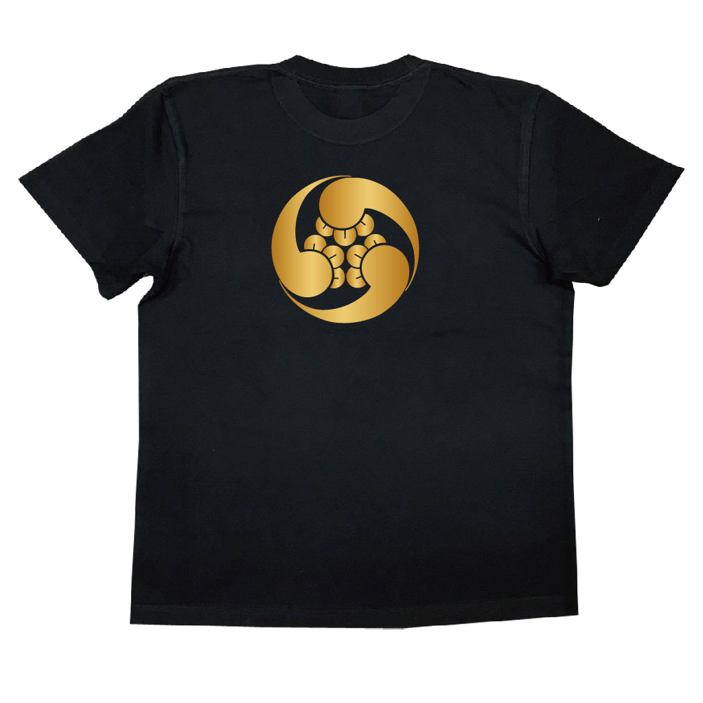 家紋Tシャツ 右三つ丁子巴