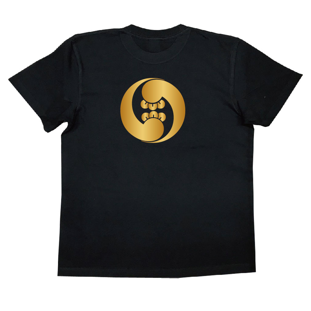 家紋Tシャツ 右二つ丁子巴