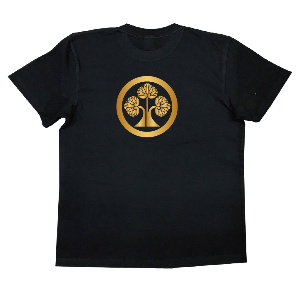 家紋Tシャツ 丸に左離れ立ち葵
