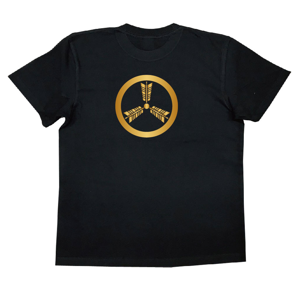 家紋Tシャツ 丸に三つ矢
