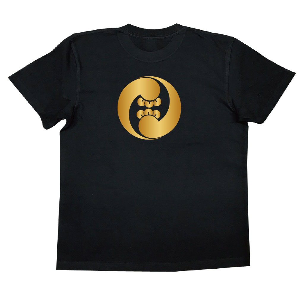 家紋Tシャツ 左二つ丁子巴