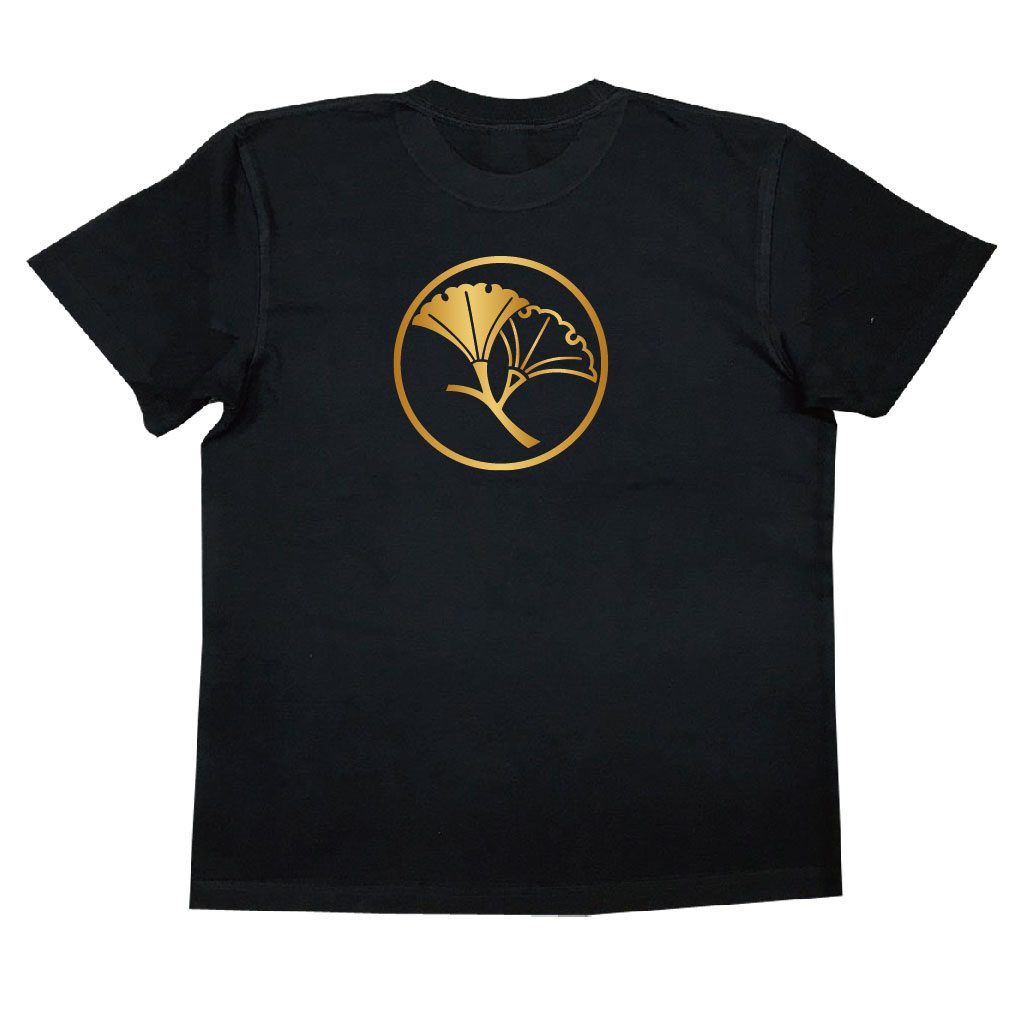 家紋Tシャツ 糸輪に比翼銀杏