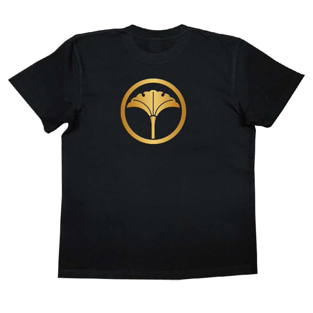 家紋Tシャツ 中輪に立ち銀杏