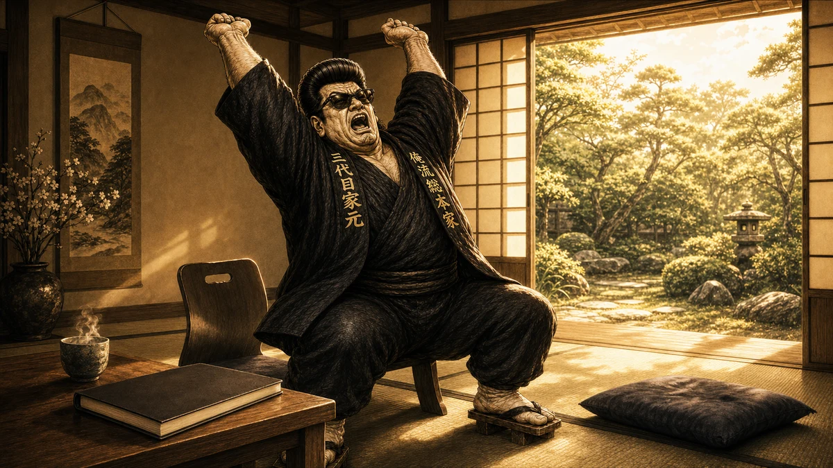 「週休七日」について語る、黒い半纏姿の俺流総本家 家元