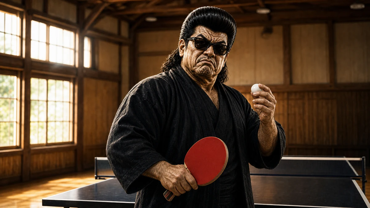 「卓球魂」について語る、黒い半纏姿の俺流総本家 家元