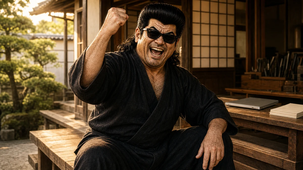 「バカも休み休みYEAH!」について語る、黒い半纏姿の俺流総本家 家元