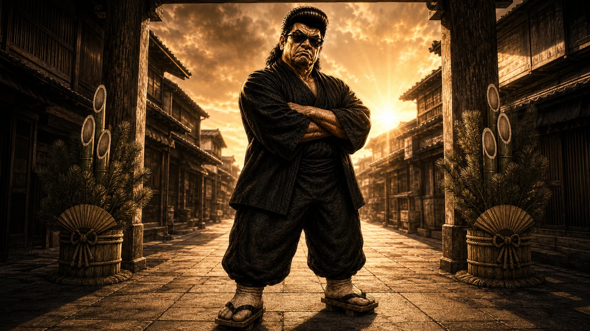「年男」について語る、黒い半纏姿の俺流総本家 家元