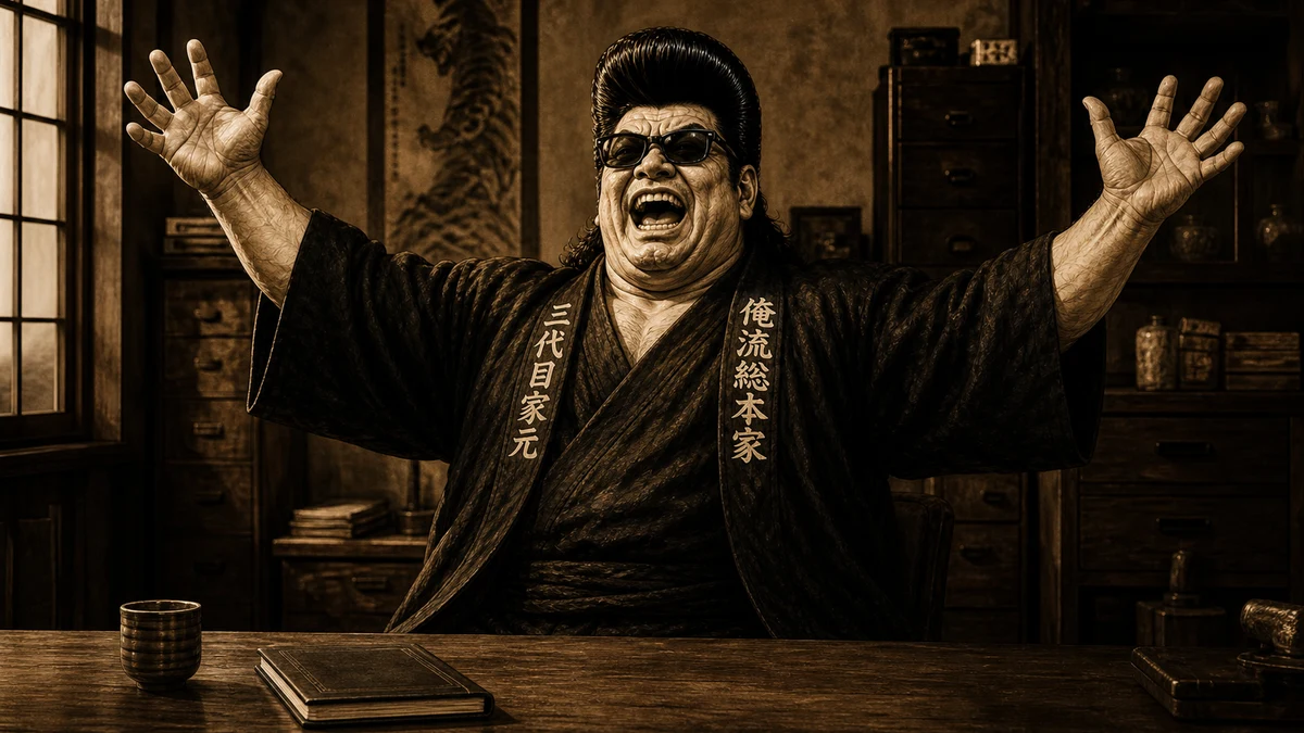 「バカも休み休みYEAH!」について語る、黒い半纏姿の俺流総本家 家元