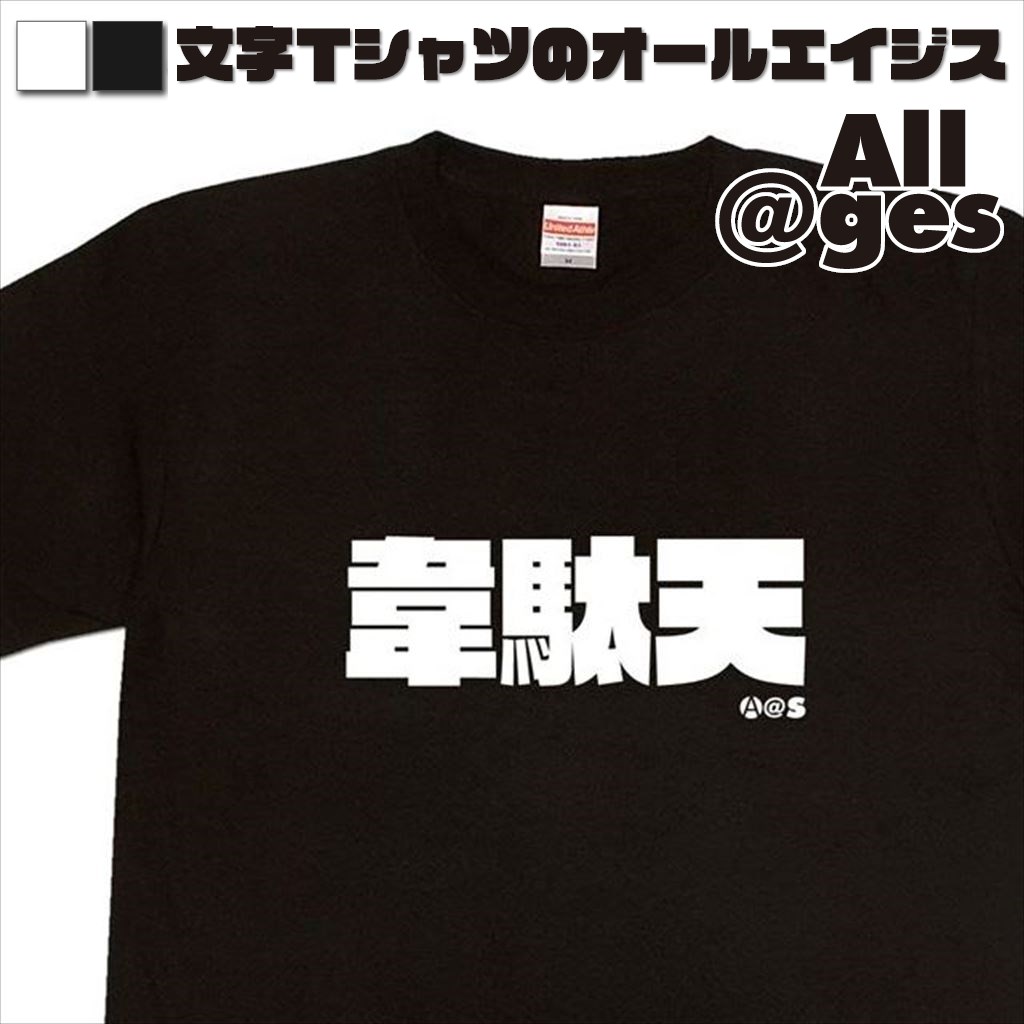 オールエイジス【漢字Tシャツ 韋駄天】