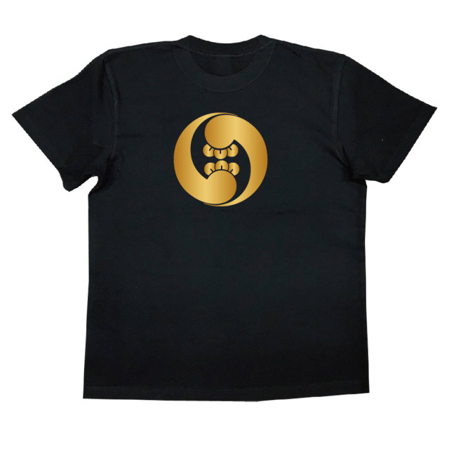 家紋Tシャツ 右二つ丁子巴