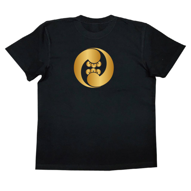家紋Tシャツ 左二つ丁子巴