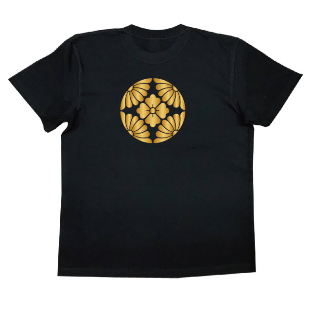 家紋Tシャツ 四つ割菊に花角