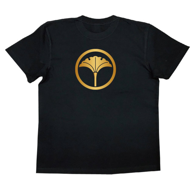 家紋Tシャツ 中輪に立ち銀杏