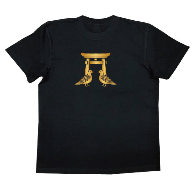家紋Tシャツ 鳥居に対かい鳩