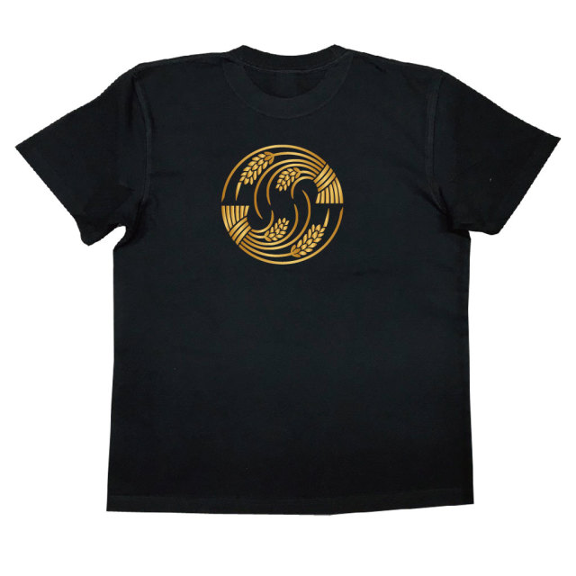 家紋Tシャツ 二つ追い掛け稲の丸