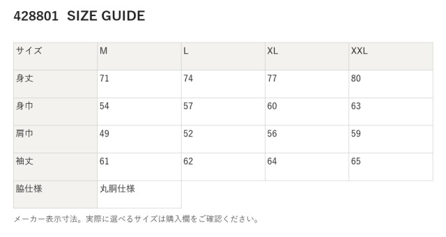 428801 428801 サイズ表