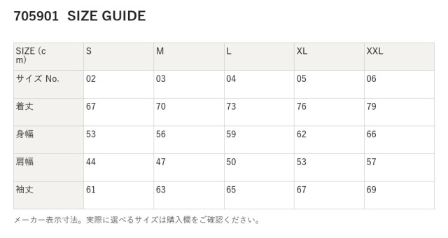 705901 705901 サイズ表