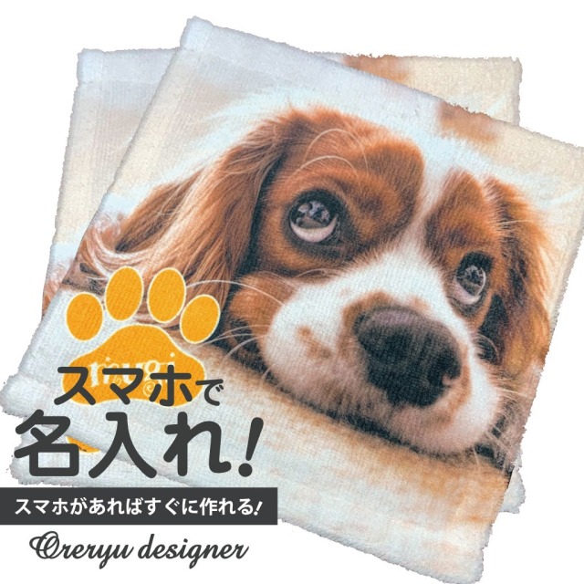 俺流デザイナー　名入れ タオル ハンドタオル 20cmｘ20cm　2枚セット