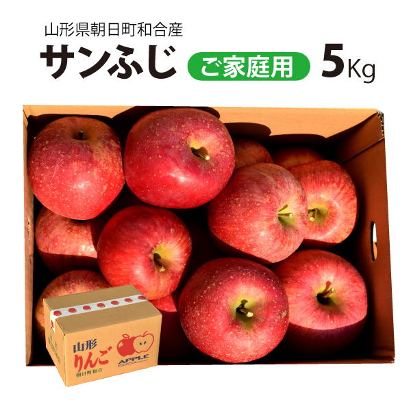 【訳あり】　和合りんご　サンふじ　５ｋｇ　山形県朝日町和合産　家庭用　送料無料！（沖縄・離島を除く)12月上旬から御注文順に順次発送