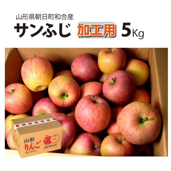 【加工用】　和合りんご　サンふじ　５ｋｇ　山形県朝日町和合産　送料無料！（沖縄・離島を除く)時間指定可！12月上旬から御注文順に順次発送