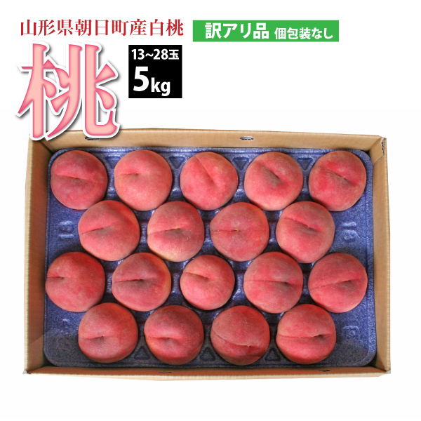 【2025年先行予約】【山形県 朝日町産 】 白桃 訳あり品 5kg 13～28玉　送料無料(沖縄・離島・一部地域を除く)8月上旬から御注文順に順次発送