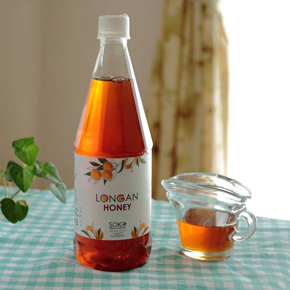 【送料無料(北海道沖縄へは別途750円)】【 非加熱・無農薬　ロンガンはちみつ　1000ｇ 】漢方生薬100％のロンガンから採取された花蜜を原材料 農薬や抗生物質を一切不使用 のロンガンはちみつ