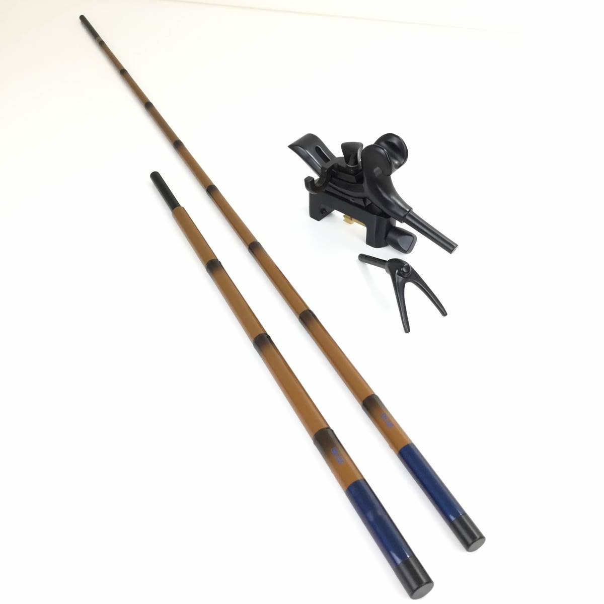 【コミ未調整商品】18芳技(よしわざ) 竿掛け 1本半物 口巻＋弓万力 コクタン（中型）セット （40104-20029set）140サイズ