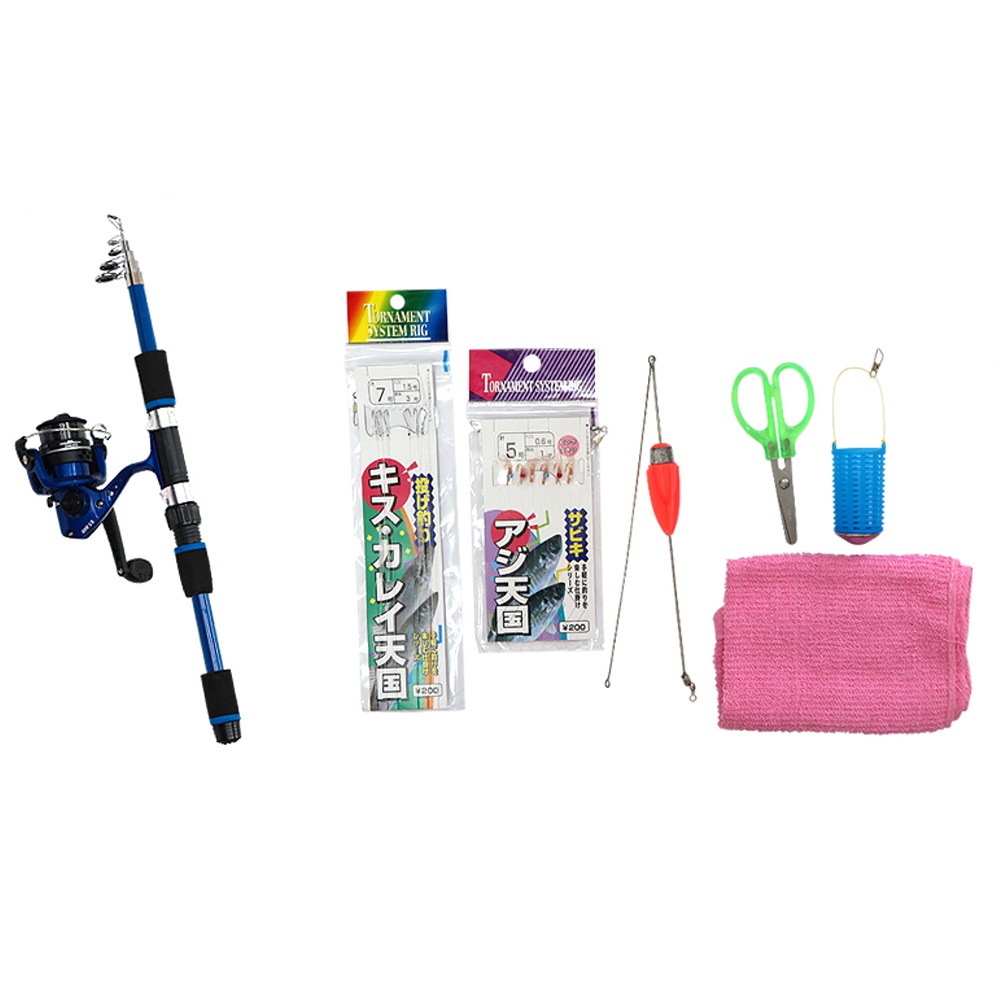 ベイシック スマイル コンパクトセット 165(仕掛・小物付)(basic-120739) | 釣りセット 入門ロッド スピニングリール キッズフィッシング 海釣りセット PVC袋付き グラスパックロッド ロッド＆リールセット