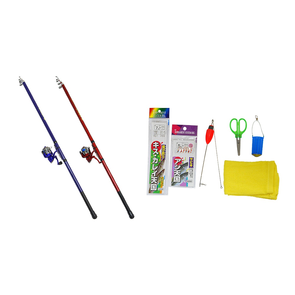 ベイシック スマイル ちょい投げセット270(仕掛・小物付)(basic-120746) | グラス投げ竿 スピニングリール 入門用セット 投げ釣り サビキ 初心者 キッズ ファミリー