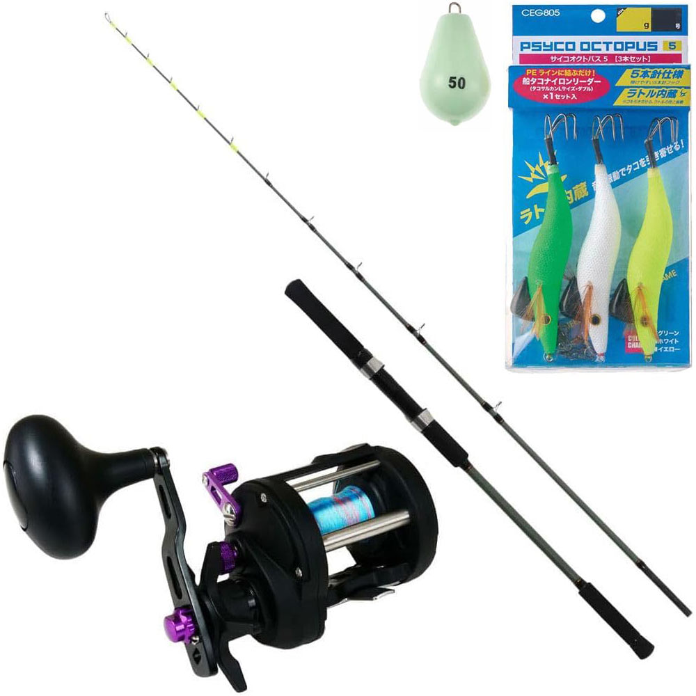 おり釣具 オーシャンバリュー船タコ165 ＆ フライデータコ PE2号150m付 ＆ タコエギセット (funetakoset-a-006)