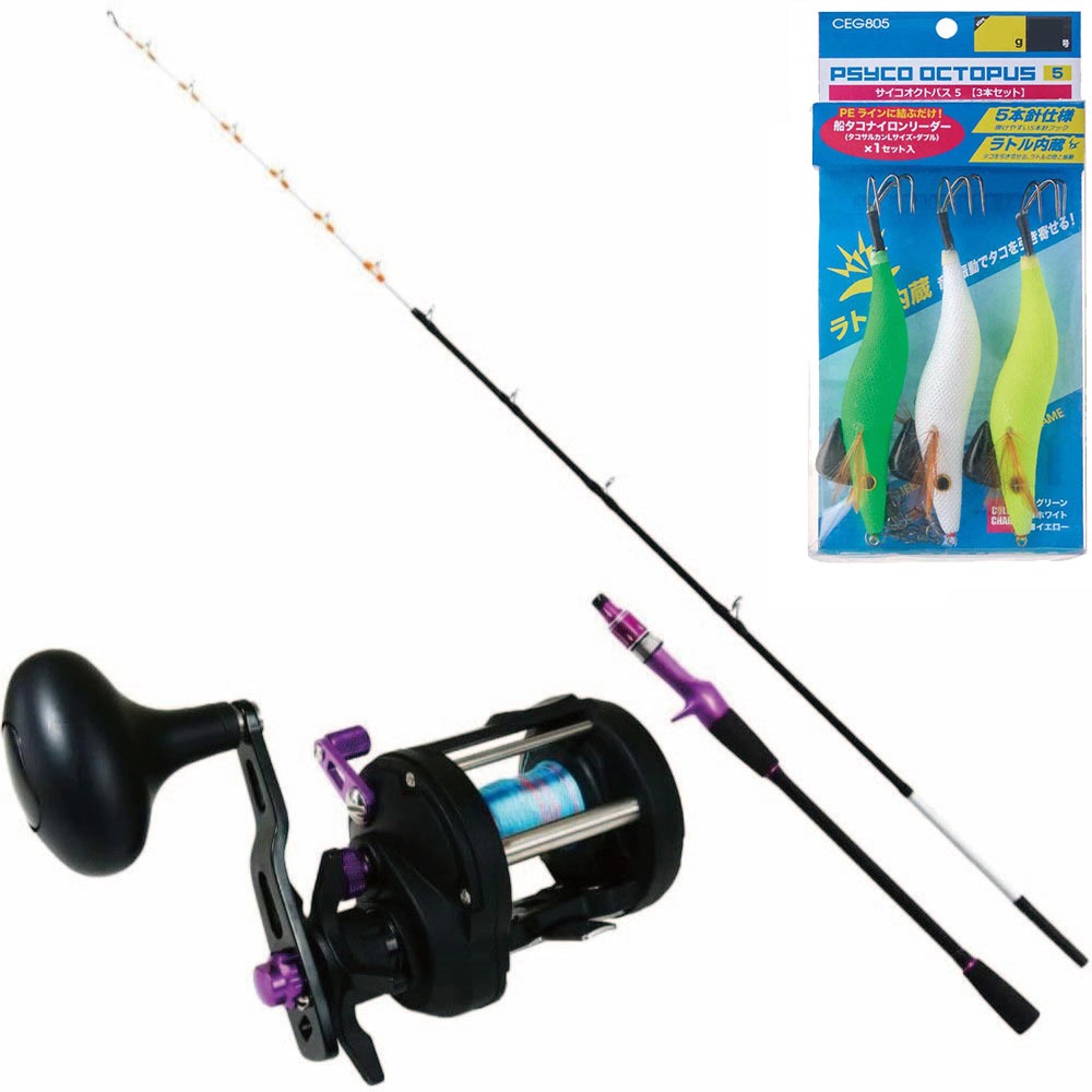 おり釣具 フライデー船タコ フルセット フライデー 船タコ160 ＆ フライデータコ PE2号150m付 ＆ タコエギ3.0号 (funetakoset-a-012) |  明石沖 東京湾 エギタコ オクトパッシング 船釣り入門