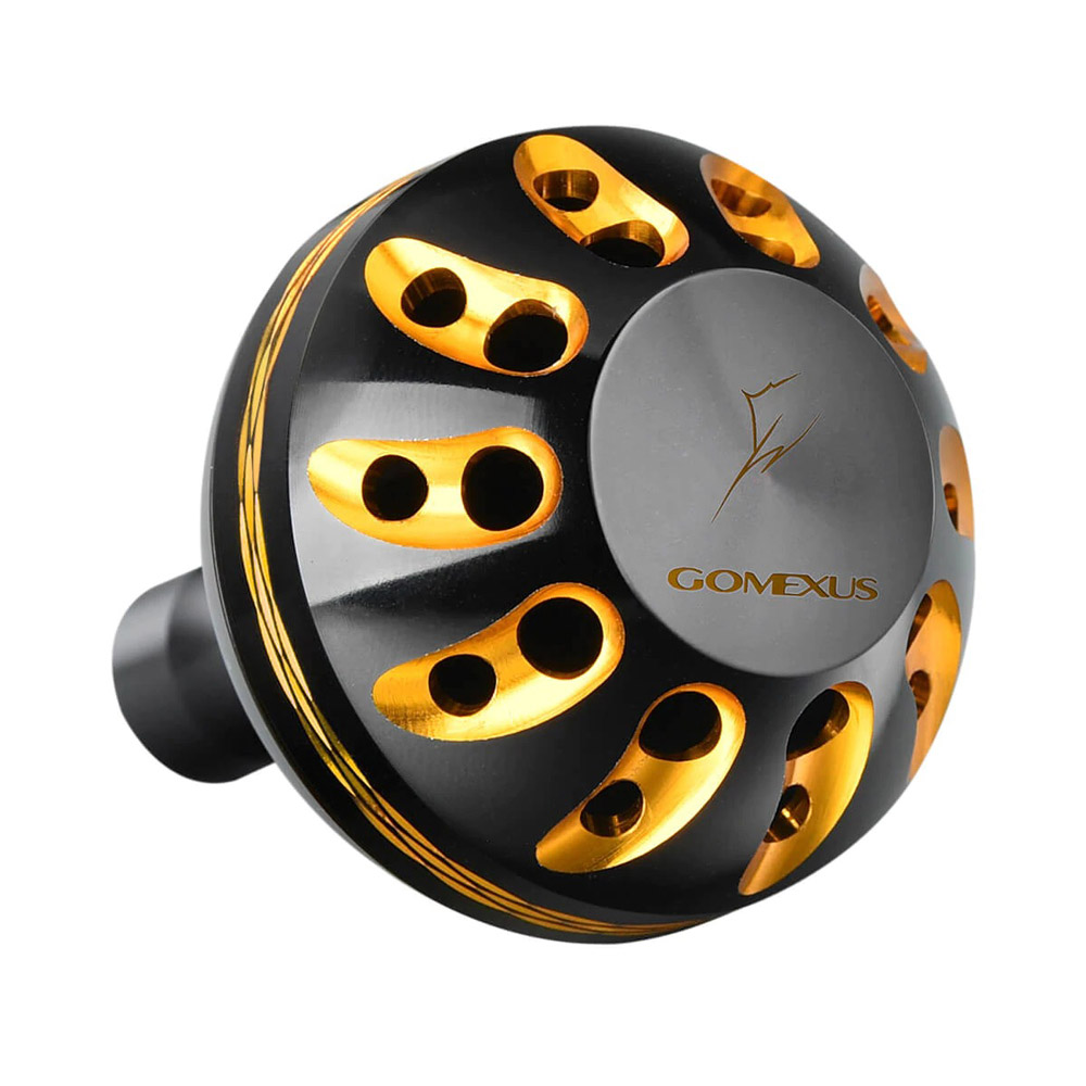 GOMEXUS アルミラウンドノブ A 38mm シマノA ダイワS ブラック＆ゴールド(gome-a38bkbkgd-g)