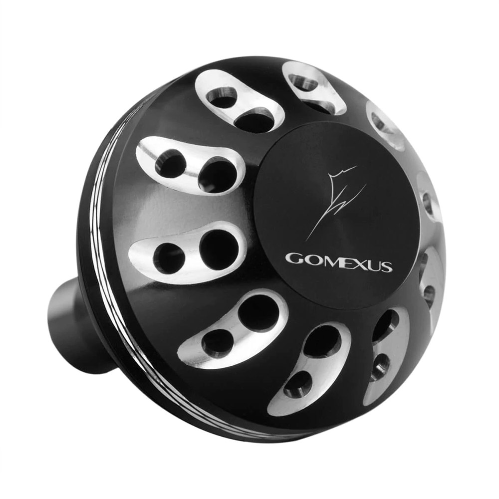 GOMEXUS アルミラウンドノブ A 38mm シマノA ダイワS ブラック＆シルバー(gome-a38bkbksr-g)