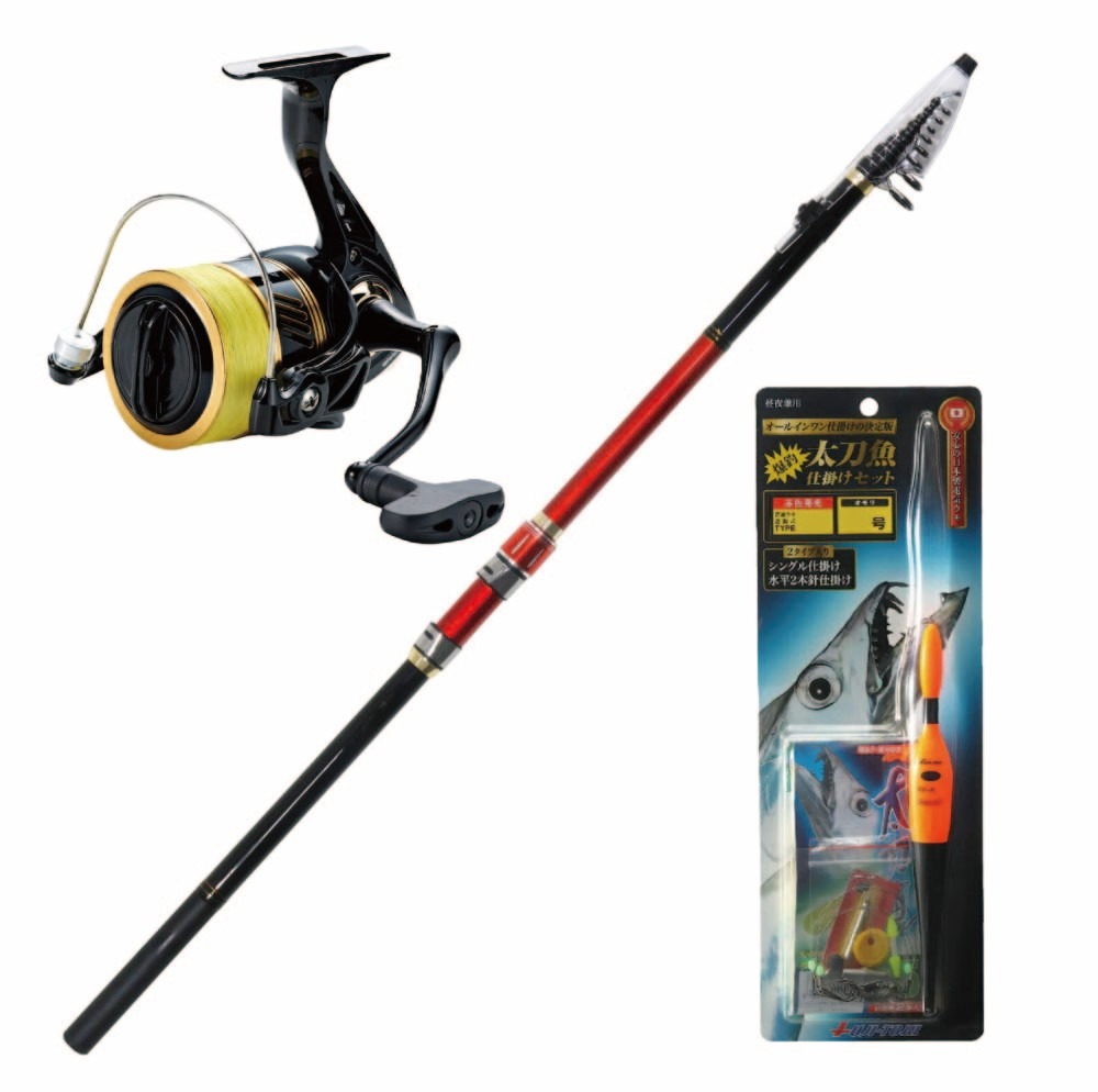 波止場のタチウオ ウキ釣りセット フライデー磯遠投 4-530(8-15号) ＆ ウェスカー4500 ＆ 太刀魚仕掛けセット (hatotachiset-017)｜おり釣具 釣り 釣り竿 防波堤 波止 タチウオ 太刀魚 遠投竿 サビキ釣り アジ サバ