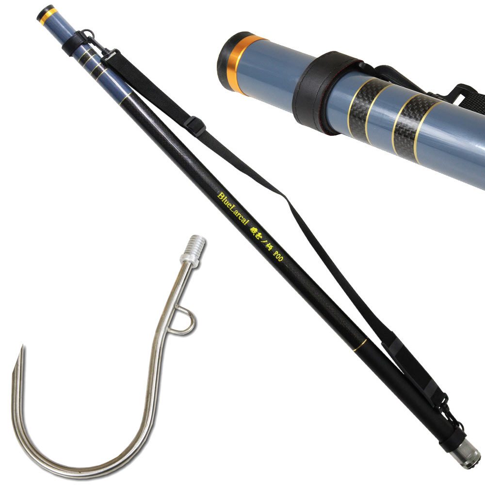 ショアジギング  セット 8M ロープ掛け付ギャフ ＆ BlueLarcal 磯玉の柄800 (landingset-142)